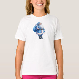ブルーサンタクロースの水彩イラスト Tシャツ