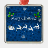 ブルーサンタズスリー&トナインダセラミックオーナメント メタルオーナメント (正面)