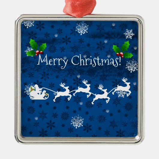 ブルーサンタズスリー&トナインダセラミックオーナメント メタルオーナメント (正面)