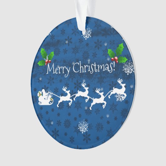 ブルーサンタズスレイアンドトナカイオーナメント オーナメント (正面)
