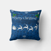 ブルーサンタズスレイアンドトナカイ装飾用クッション クッション (裏面)