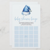 ブルーサンタハットクリスマスビンゴベビーシャワーゲーム 便箋 (正面/裏面)