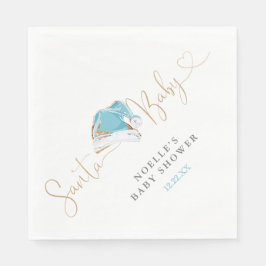 ブルーサンタハット クリスマス サンタベイビー ベイビーシャワー スタンダードランチョンナプキン