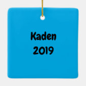 ブルーサンタパーソナライズされたブロブフィッシュ セラミックオーナメント (裏面)