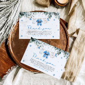 ブルーサンタベビークリスマスクロステラインベビーシャワー サンキューカード