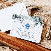 ブルーサンタベビークリスマスクロステラインベビーシャワー サンキューカード