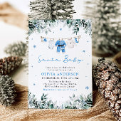 ブルーサンタベビークリスマスクロステラインベビーシャワー 招待状