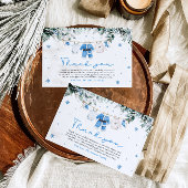 ブルーサンタベビークリスマスベビーシャワーありがとう 招待状