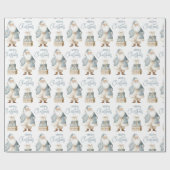 ブルーサンタメリークリスマス ラッピングペーパー (フラット)