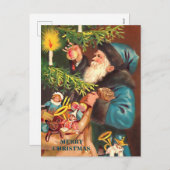 ブルーサンタヴィンテージブルースーツ&ブラックファーポストカード シーズンポストカード (正面/裏面)