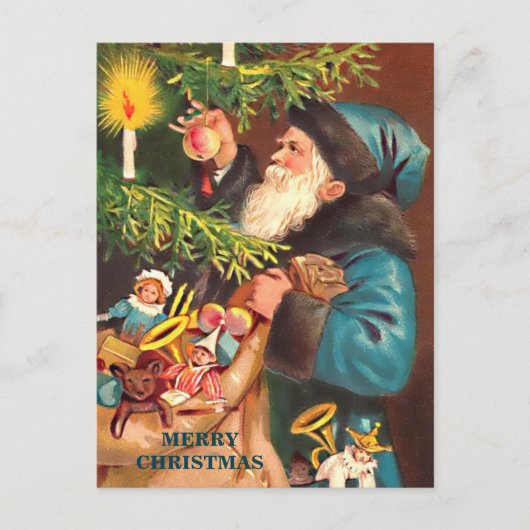 ブルーサンタヴィンテージブルースーツ&ブラックファーポストカード シーズンポストカード (正面)