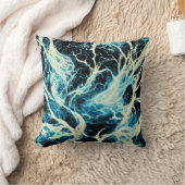 ブルーサンダーストーム稲妻パターン クッション (ブランケット)