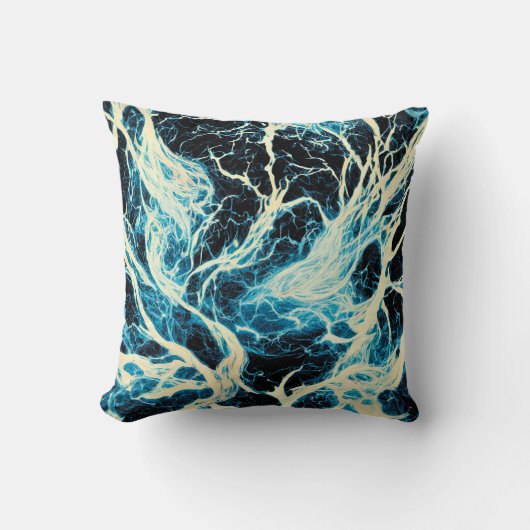 ブルーサンダーストーム稲妻パターン クッション (正面)