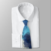 ブルーサンダー – ブルーホワイトモノクロ抽象芸術 ネクタイ (タイ)
