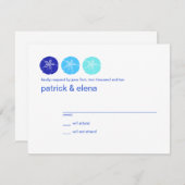 ブルーサンドドルウェディングRSVPカード 出欠カード (正面/裏面)