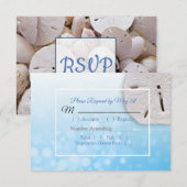 ブルーサンドドルオーシャニックウェディングRSVPカード 出欠カード (正面/裏面)