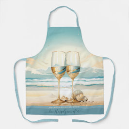 ブルーサンドフェイクゴールデンチャンパイニュカスタムーガラス文字 エプロン