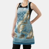 ブルーサンドフェイクゴールデン葉パームカスタム文字 エプロン (インサイチュ)