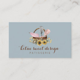 ブルーサンフラワーウィスクスプーンペストリーバッグシェフベーカリー 名刺
