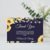 ブルーサンフラワーユーカリプトゥスストリングラ結婚イツ サンキューカード (スタンド正面)