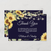 ブルーサンフラワーユーカリプトゥスストリングラ結婚イツ サンキューカード (正面/裏面)