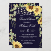 ブルーサンフラワーユーカリプトゥスライトブライダルシャワー 招待状 (正面/裏面)