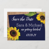 ブルーサンフラワー日付の保存 案内ポストカード (正面/裏面)