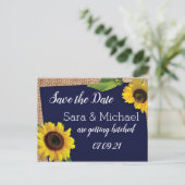 ブルーサンフラワー日付の保存 案内ポストカード (スタンド正面)