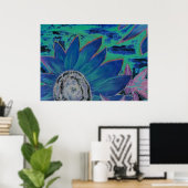 ブルーサンフラワー2モダン油超絵画リアル ポスター (ホームオフィス)