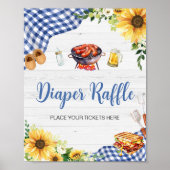 ブルーサンフラワーBBQベビーシャワーおむつラッフル ポスター (正面)