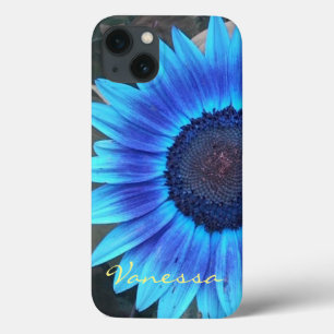 ブルーサンフラワーiPhoneケース*パーソナライズ* iPhone 13ケース