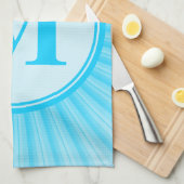 ブルーサンモノグラムパーソナライズされた キッチンタオル (四つ折り)