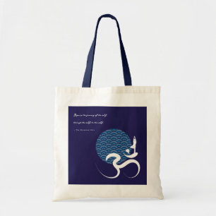 ブルーサンヨガスピリチュアルアジアンOmオウム書道 トートバッグ