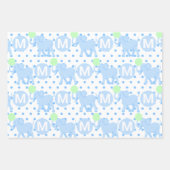 ブルーサーカスキュート象ベビーシャワーまたは誕生日 ラッピングペーパーシート (正面2)