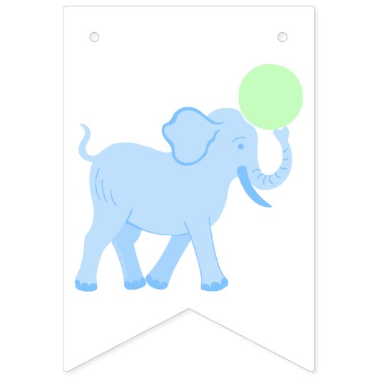 ブルーサーカス赤ちゃんシャワーエレファントその少年 バンティングフラッグ (第1の旗)