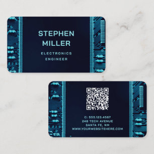 ブルーサーキットボードQRコードエレクトロニクスエンジニア 名刺