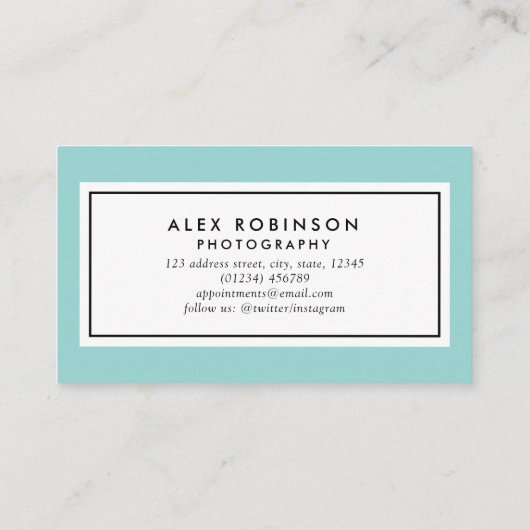 ブルーサークルのカメラロゴ写真の名刺 予約カード (裏面)