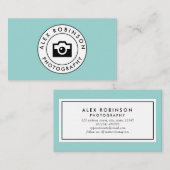 ブルーサークルのカメラロゴ写真の名刺 予約カード (正面/裏面)