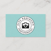 ブルーサークルのカメラロゴ写真の名刺 予約カード (正面)