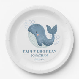 ブルーサークルバブルキュートクジラ子供の誕生日 ペーパープレート