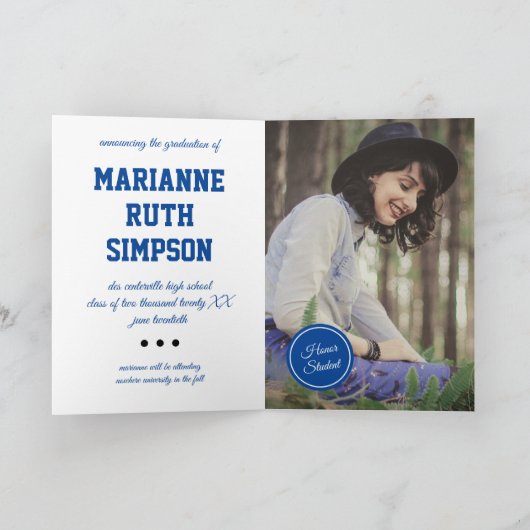 ブルーサークル写真卒業 招待状 (内部)