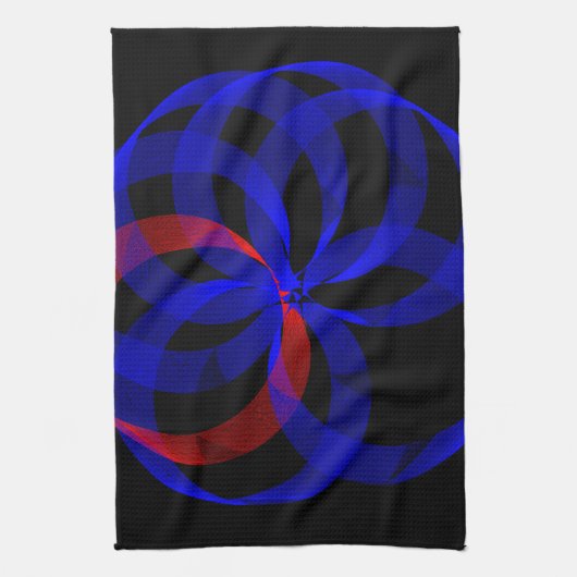 ブルーサークル赤アクセントキッチンタオル キッチンタオル (縦)