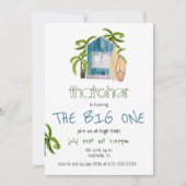 ブルーサーフハウスビーチ誕生日招待状 招待状 (正面)