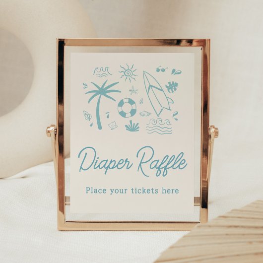 ブルーサーフベビーオンボードベビーシャワーおむつラッフル ポスター