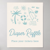 ブルーサーフベビーオンボードベビーシャワーおむつラッフル ポスター (正面)