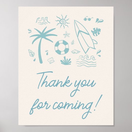 ブルーサーフベビーオンボードベビーシャワーサンキューカード ポスター (正面)