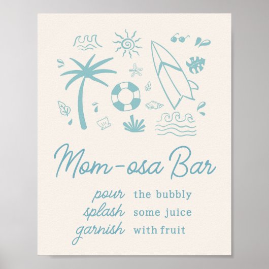 ブルーサーフベビーオンボードベビーシャワーマママオサバー ポスター (正面)