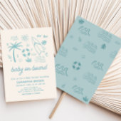 ブルーサーフベビーオンボードベビーシャワー 招待状