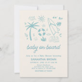 ブルーサーフベビーオンボードベビーシャワー 招待状 (正面)