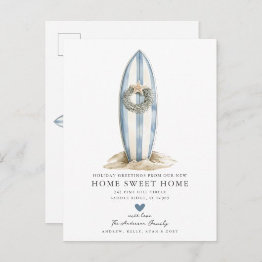 ブルーサーフボードのクリスマス移動発表 案内ポストカード (正面/裏面)